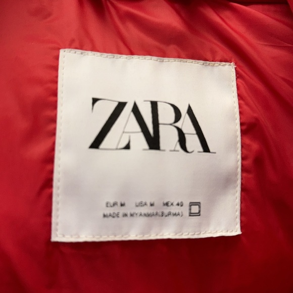 Zara red Parka puffer jacket Coat size - M - Picture 3 of 4
